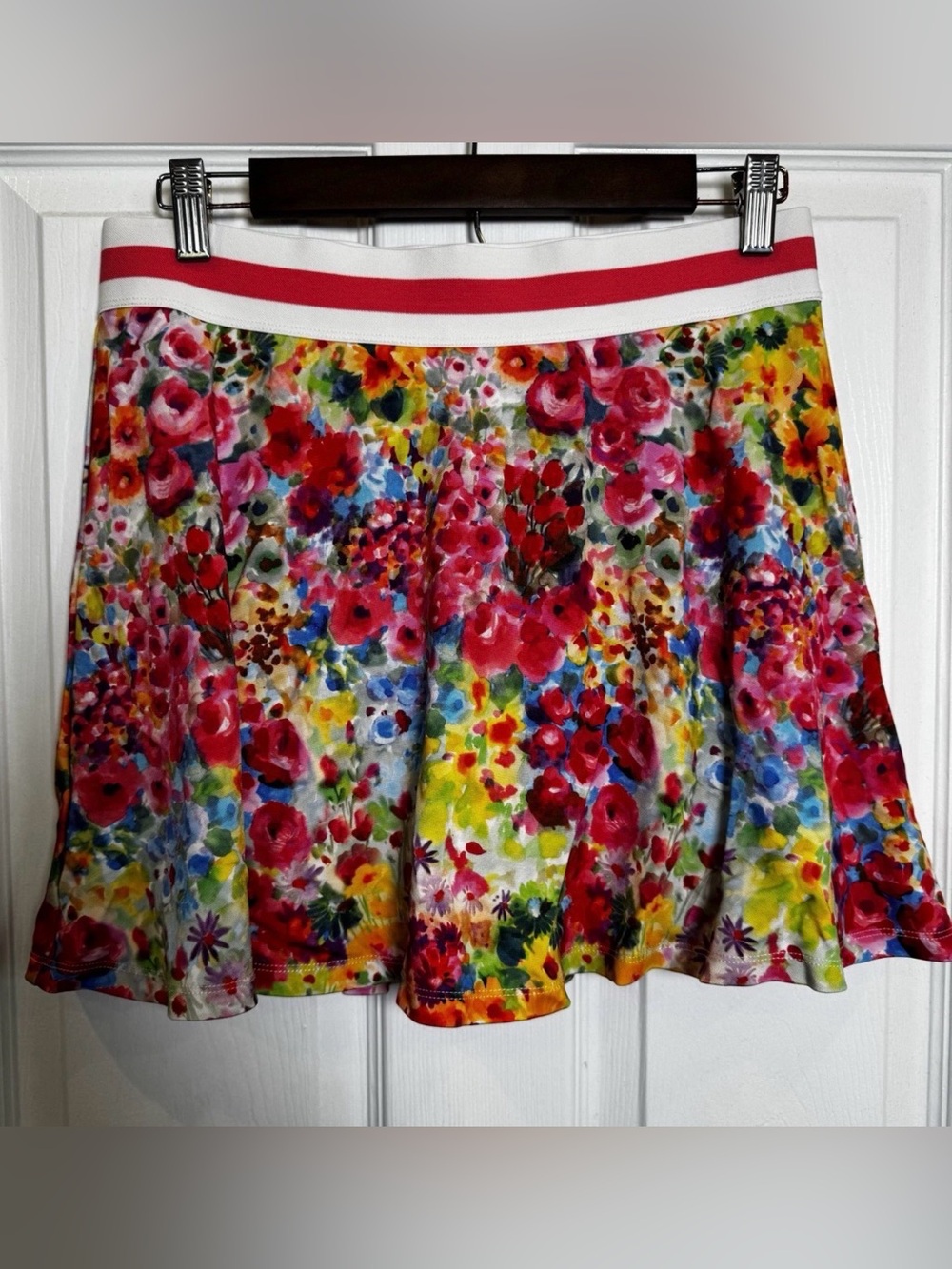 Alice + Olivia Blaise Trapeze Mini Skort Garden Floral Print Pleated Size Large - Picture 3 of 10